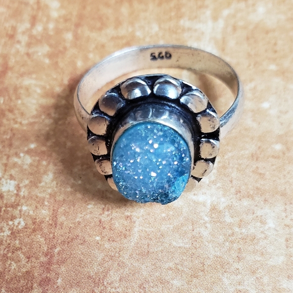New Sugar Druzy Agate 925 Silver Ring. - Picture 3 of 8